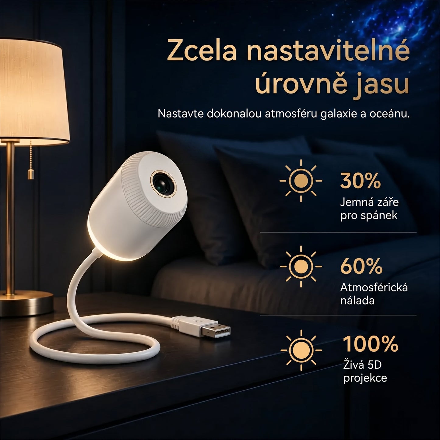 ⏰ Poslední den akce! 🔥 – SCNDR® Noční projektor – Chytrý holografický projektor hvězd 🌙