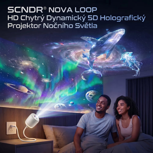 ⏰ Poslední den akce! 🔥 – SCNDR® Noční projektor – Chytrý holografický projektor hvězd ✨