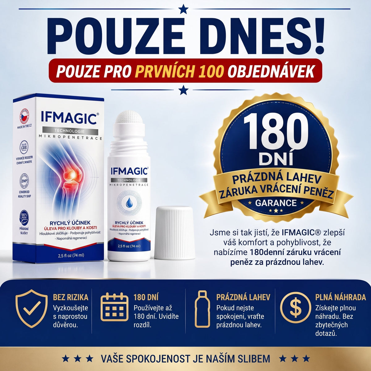 OFICIÁLNÍ OBCHOD | IFMAGIC® 0,05 mm Mikroneedle Rychle Působící Roll-On pro Úlevu Kloubů a Kostí🎆